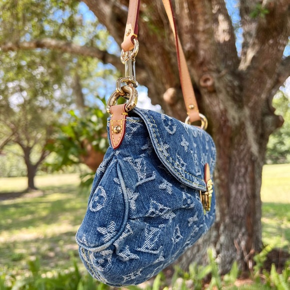 Authentic✅Louis Vuitton Denim Bag Mini Pleaty Monogram Vintage Jean Shoulder Bag - Picture 8 of 13